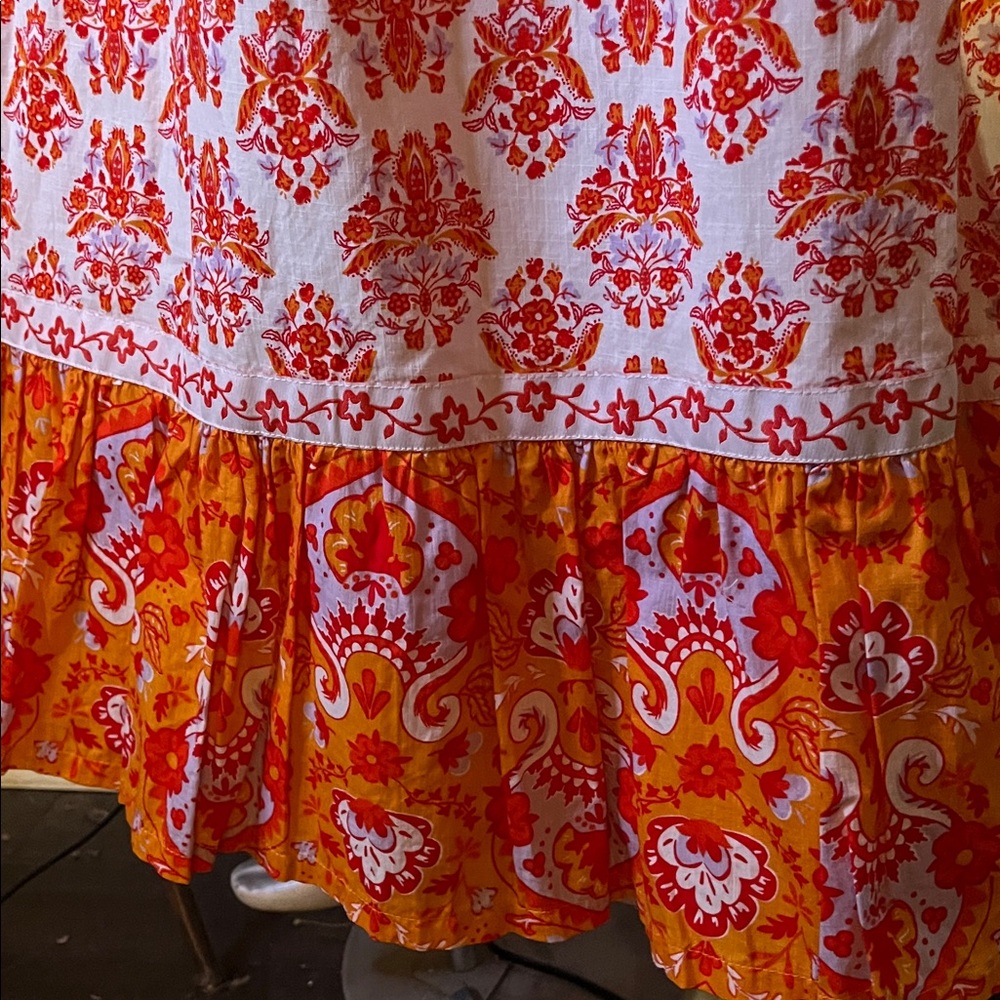 Gorgeous Tangerine Cotton Boho Maxi Skirt. SZ L - Picture 5 of 6